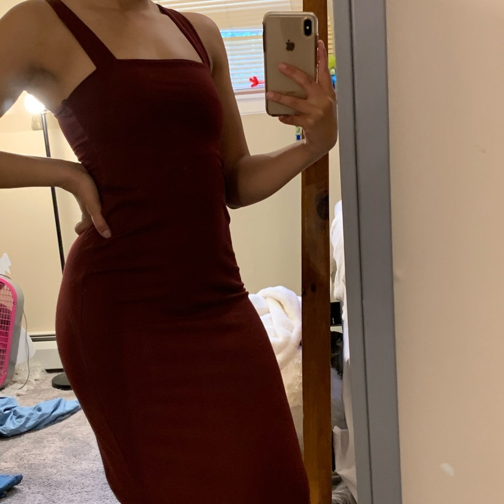 Maroon Bodycon Maxi Dress